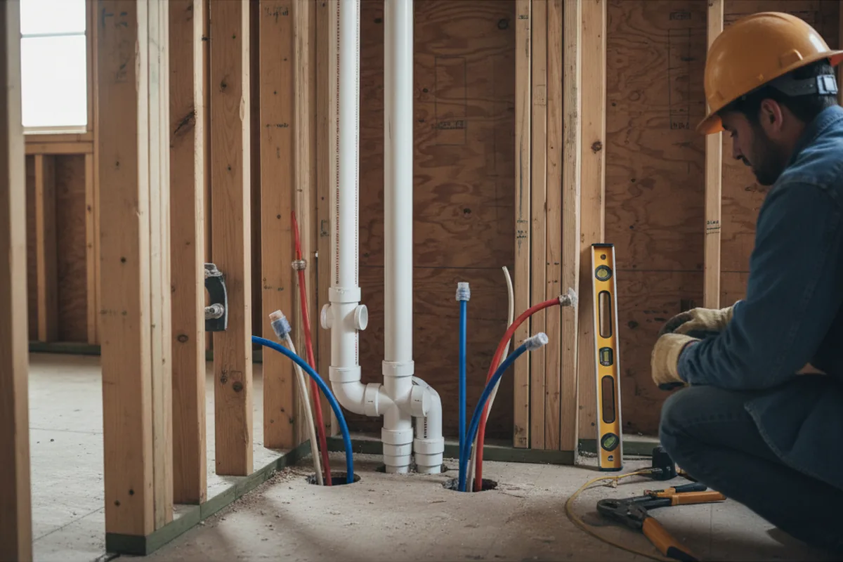 Drain and supply rough-in during Drain Cleaning in Marion